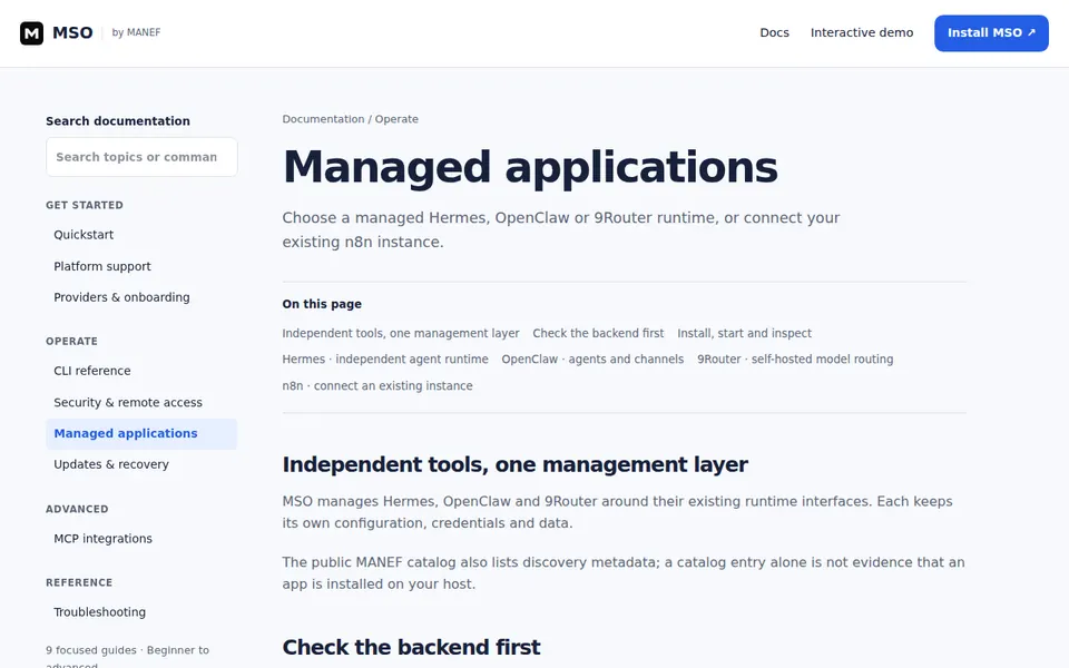 Screenshot of MANEF App Catalog · Product guide